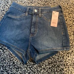 dark blue high rise shorts